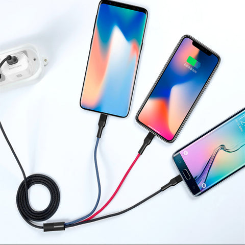 XO 3 in 1 Fast Charge USB Cable - Micro + Lightning + Type-C - NB54