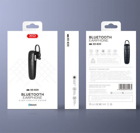 XO Mini Single Bluetooth Headset - B20 - Black