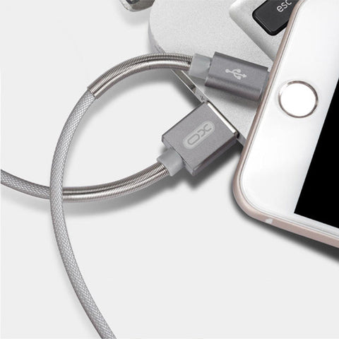 XO Spring Durable Braided Lightning to Charge & Sync USB Cable - 100CM NB27 - Gold