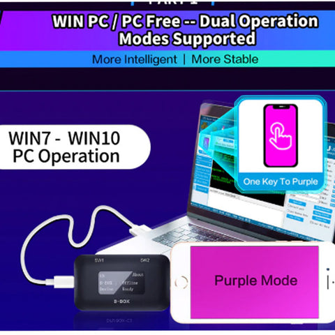 JC B-BOX C3 DFU BOX For Mobile Phone X XS XSMAX A7-A11 One Key Purple Module