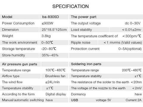 Baku Soldering and Heatgun Station  BA-8305D 220V