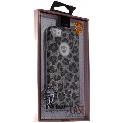 Fshang iPhone 7/iPhone 8/iPhone SE (2020) TPU Case - Rose Leopard - Silver