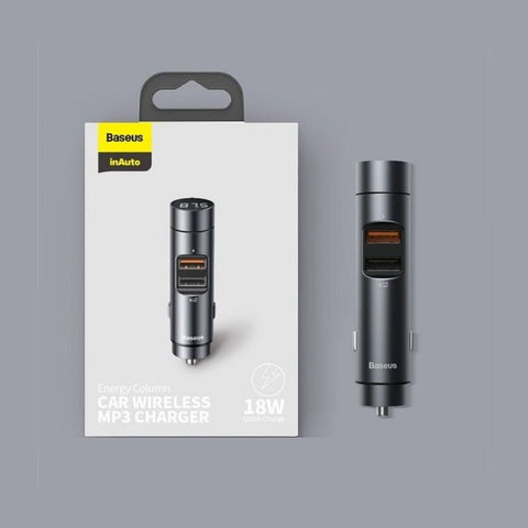 Baseus Car Charger Bluetooth FM Transmitter BT5.0, PPS, QC3.0, AFC, FCP, 2xUSB 18W Gray (CCNLZ-D0G)