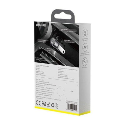 Baseus Car Charger Bluetooth FM Transmitter BT5.0, PPS, QC3.0, AFC, FCP, 2xUSB 18W Gray (CCNLZ-D0G)