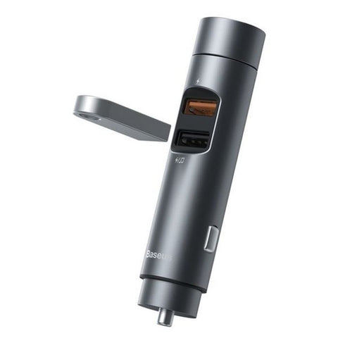 Baseus Car Charger Bluetooth FM Transmitter BT5.0, PPS, QC3.0, AFC, FCP, 2xUSB 18W Gray (CCNLZ-D0G)