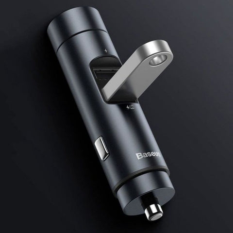 Baseus Car Charger Bluetooth FM Transmitter BT5.0, PPS, QC3.0, AFC, FCP, 2xUSB 18W Gray (CCNLZ-D0G)