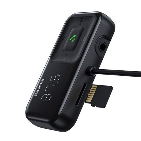 Baseus Car Charger Bluetooth Fm Transmitter T-typed S-16 with display 2xUSB MicroSD Black (CCTM-F01)