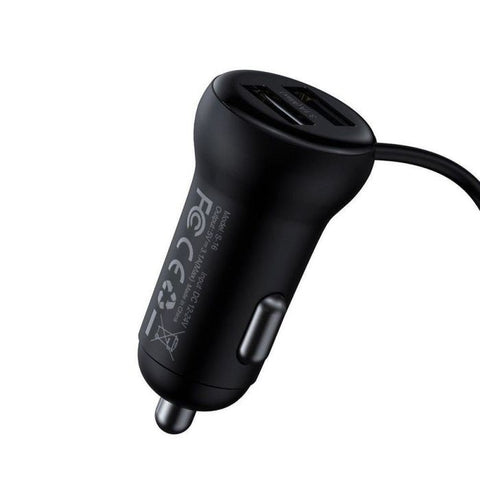 Baseus Car Charger Bluetooth Fm Transmitter T-typed S-16 with display 2xUSB MicroSD Black (CCTM-F01)