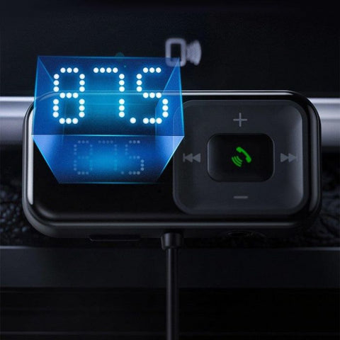 Baseus Car Charger Bluetooth Fm Transmitter T-typed S-16 with display 2xUSB MicroSD Black (CCTM-F01)