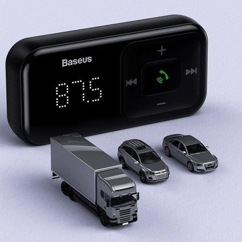 Baseus Car Charger Bluetooth Fm Transmitter T-typed S-16 with display 2xUSB MicroSD Black (CCTM-F01)