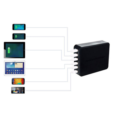 Smart Identification - ICH-S03 - 6 Port Desktop USB Charger - Black