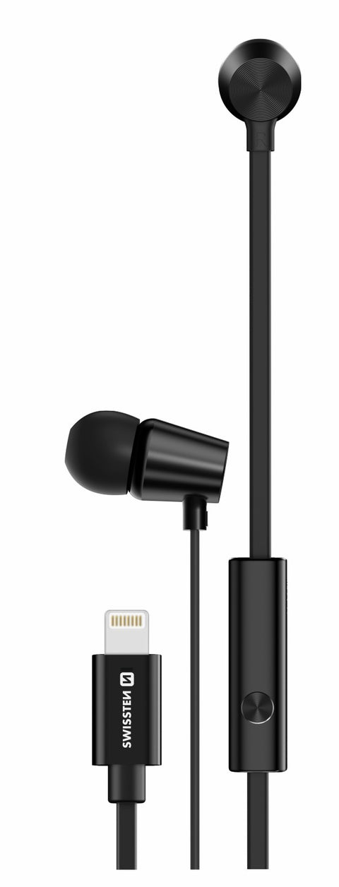 Swissten Lightning Earbuds Dynamic - YS500 - 51108001 - With Built-In Microphone - Black
