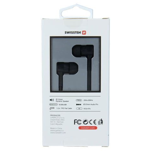 Swissten YS-D2 Earphones - 51106000 - 3.5mm Jack - Black