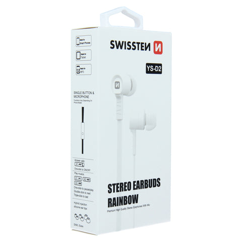 Swissten YS-D2 Earphones - 51106001 - 3.5mm Jack - White