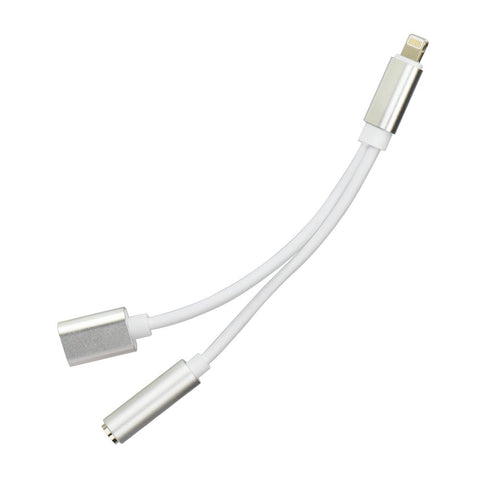 For Apple Lightning / Audio Jack 3.5 MM + Charging Adapter - White