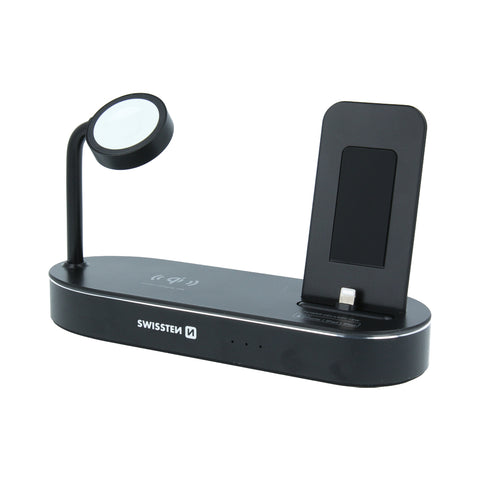 Swissten 4 in 1 Wireless Charging MFI Docking Station - 22055600 - 45 Watt