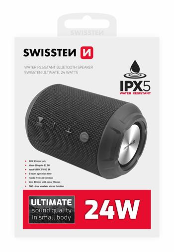 Swissten Ultimate Bluetooth Speaker - 52109000 - 24W - IPX5 Waterproof - Black