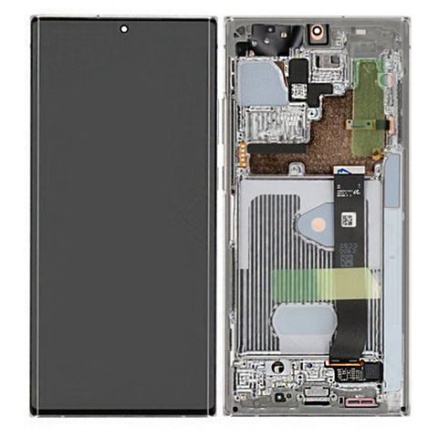 Samsung SM-N985F Galaxy Note 20 Ultra/SM-N986F Galaxy Note 20 Ultra 5G LCD Display + Touchscreen + Frame - GH82-31458C/GH82-31461C/GH82-31453C/GH82-31459C - (No Camera) - White