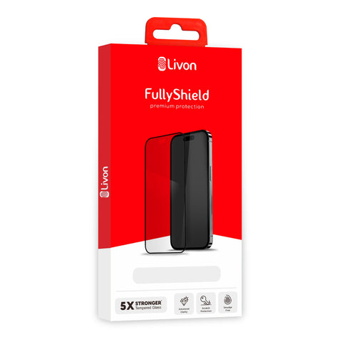 Livon iPhone 12/iPhone 12 Pro Tempered Glass - FullyShield - Black