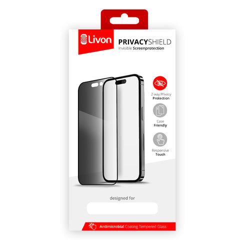 Livon iPhone 12 Mini Tempered Glass - PrivacyShield - Black