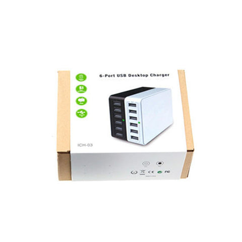 Smart Identification - ICH-S03 - 6 Port Desktop USB Charger - Black