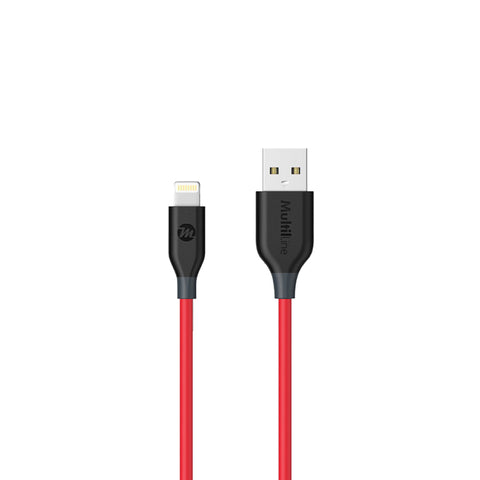 Multiline PowerLine Lightning USB Cable - 1,2M - Red
