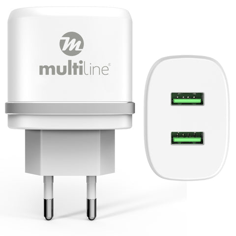 Multiline Powerkit 2.4A/2.1A - Car + Travel Charger incl. Type-C USB Cable - MW6070E