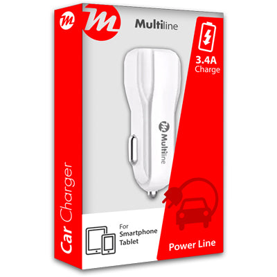 Multiline Auto Lader met Lightning USB Kabel Dual USB Poort