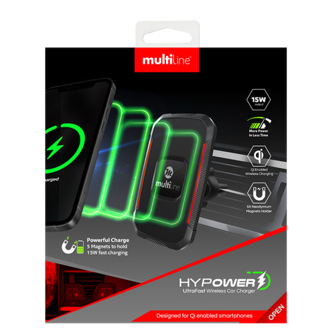 Multiline HyPower Wireless Magnetic Fast Car Charger - 15W - MWC90E