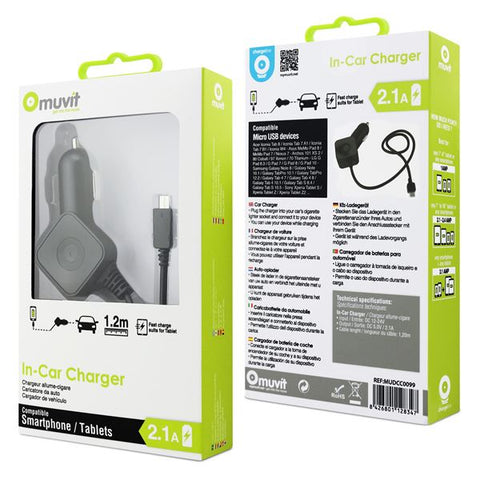 muvit Car Charger SQ Micro USB 2.1A Black