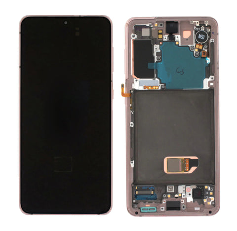 Samsung SM-G991B Galaxy S21 LCD Display + Touchscreen + Frame - GH82-27255D/GH82-27256D - (No Camera/Battery) - Pink