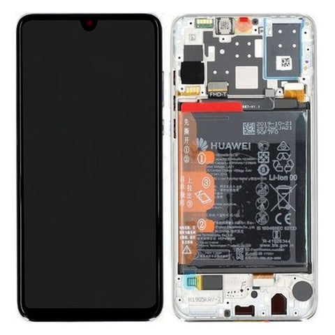 Huawei P30 Lite (MAR-LX1M) LCD Display + Touchscreen + Frame - Incl. Battery and Parts (24MP VERSION) 02352PJN White
