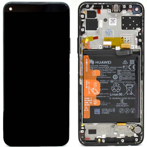 Huawei P40 Lite 5G (CDY-NX9A) LCD Display + Touchscreen + Frame - Incl. Battery And Parts - 02353SUN Black
