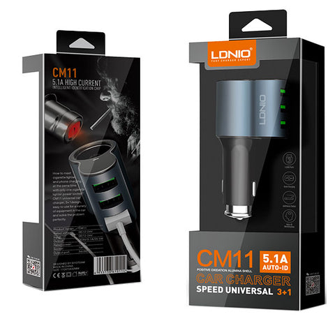 LDNIO - Fast Auto 3 USB Ports Car charger Adapter - CM11 - Navy Blue