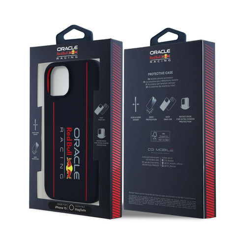 Red Bull iPhone 15 Pro MagSafe Liquid Silicon Case With Vertical Logo - 3666339369262 - Navy