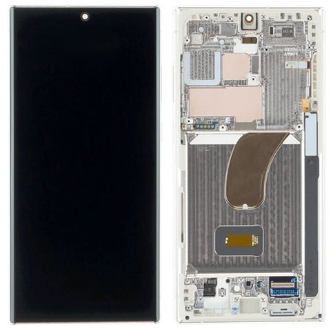 Samsung SM-S918B Galaxy S23 Ultra LCD Display + Touchscreen + Frame - GH82-30466B/GH82-30465B - Cream