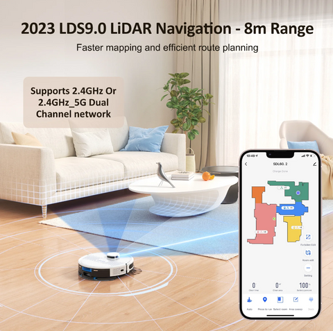 Lubluelu SL60D - LDS9.0 Lidar Navigation Robotic Vacuum Cleaner - Ivory White