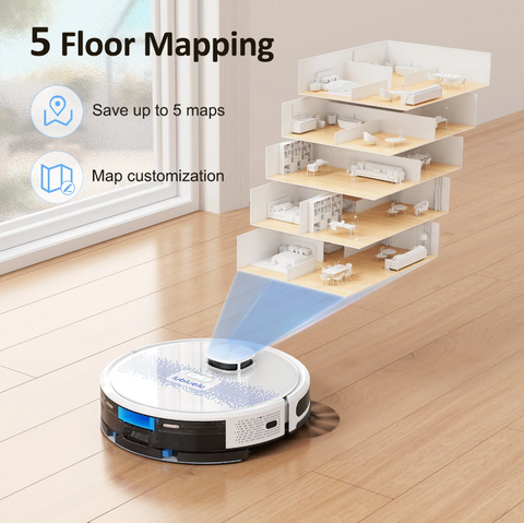 Lubluelu SL60D - LDS9.0 Lidar Navigation Robotic Vacuum Cleaner - Ivory White