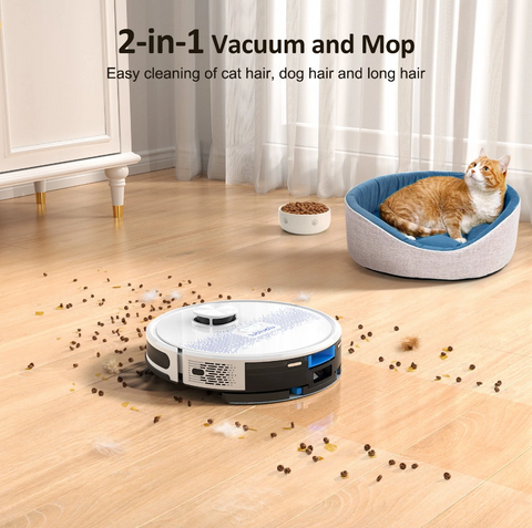 Lubluelu SL60D - LDS9.0 Lidar Navigation Robotic Vacuum Cleaner - Ivory White