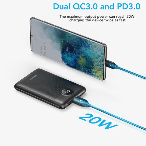 Veger (S12) Fast Charging Mini Powerbank Digital - 10.000mAh - White