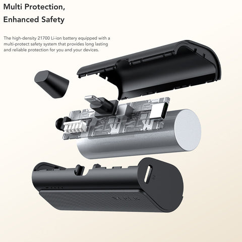 Veger Plugon Snelladende Pocket Powerbank Lightning - 5000mAh - Zwart