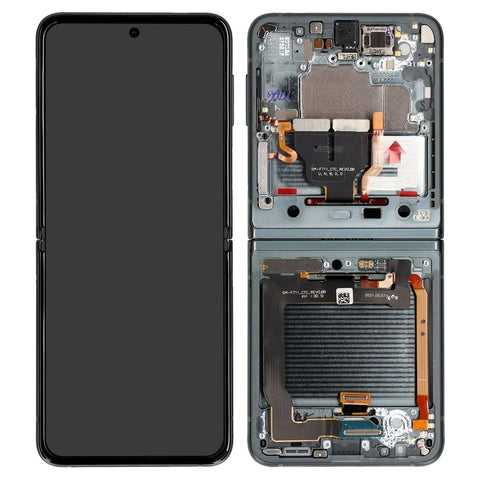 Samsung SM-F711B Galaxy Z Flip 3 LCD Display + Touchscreen + Frame - GH82-27443E - (No Camera Bespoke Edition) - Silver