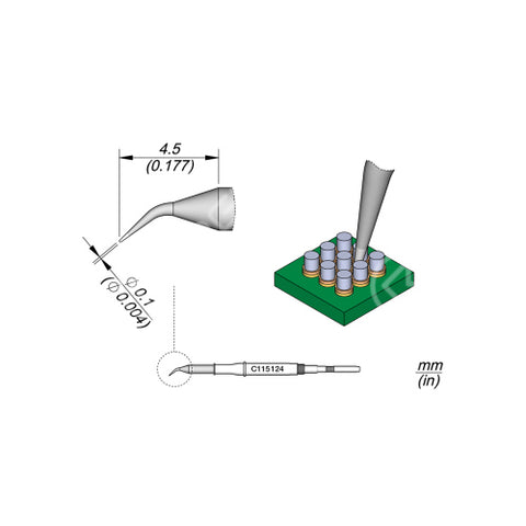 JBC - C115118 Thin Bent Soldering Iron Tip