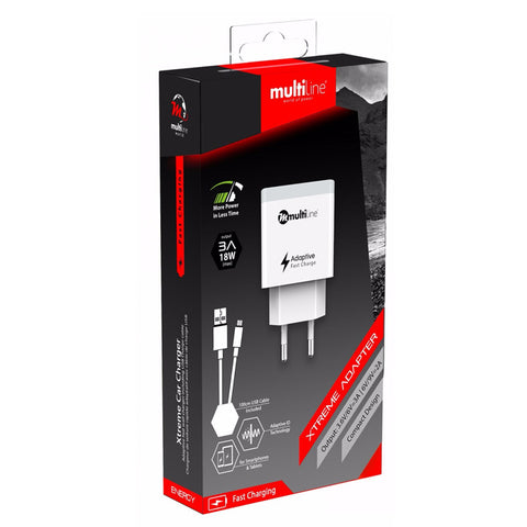 Multiline Xtreme Home Charger - 3.0A / 18W - incl. Lightning USB Cable - MW77Q
