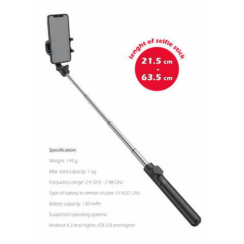 Swissten Bluetooth Selfie Stick Tripod Pro