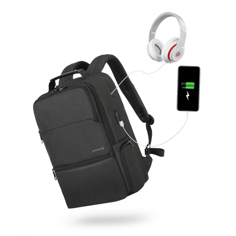 Swissten Smart Laptop Bag - Pour ordinateur portable jusqu'à 15,6'' - Noir