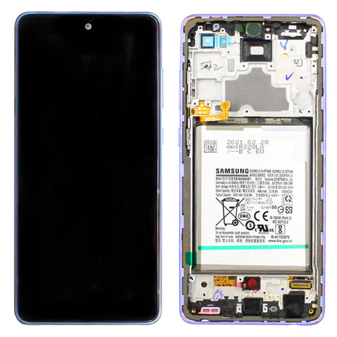 Samsung SM-A725F Écran LCD + Tactile + Châssis Galaxy A72 4G - GH82-25541C/GH82-25542C - Avec Batterie - Violet