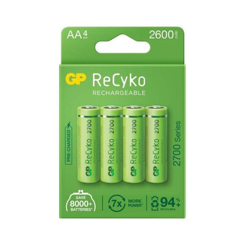 GP Battery (AA) Rechargeable NIMH R6/AA - 270AAHCE-EB4, (4 batteries / blister), 2700 mAh