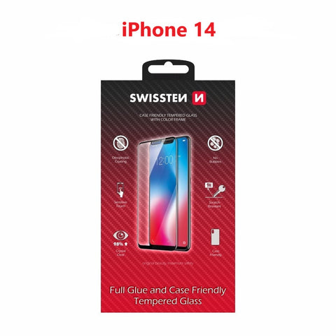 Verre Trempé iPhone 14 Swissten - Full Glue - Noir