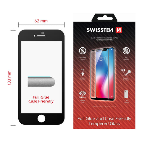 Swissten iPhone 7/iPhone 8 Tempered Glass - Full Glue - Black